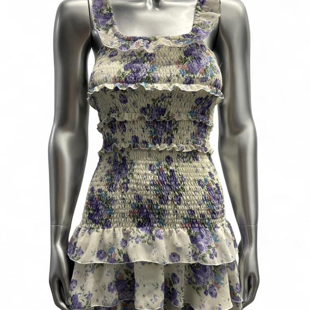 Fbz cream floral ruffle dress
